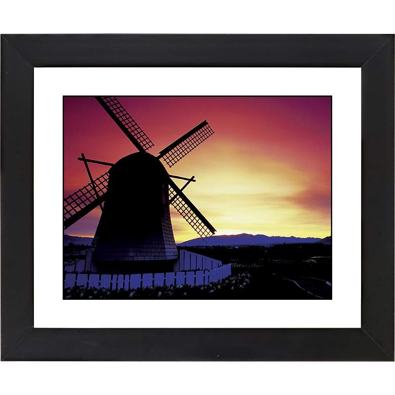 Image 1 Windmill Sunset Black Frame Giclee 23 1/4 inch Wide Wall Art
