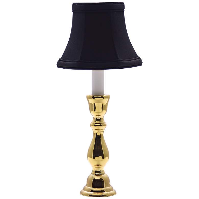 Image 1 Window Light 13 1/2" High Black Shade Solid Brass Accent Lamp