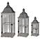 Window Scape Gray Wood Lanterns Set of 3