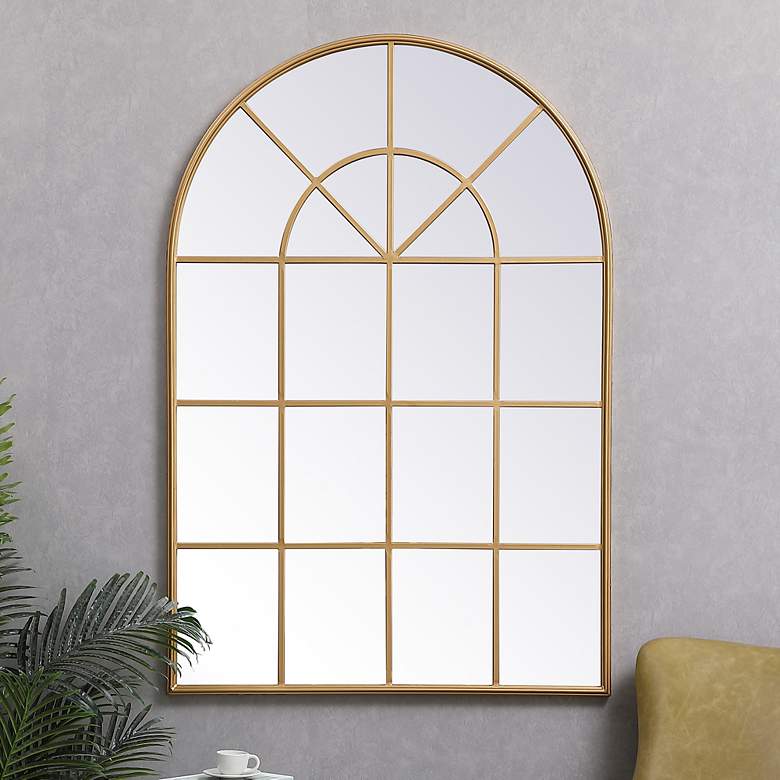 Image 1 Windowpane Brass 36 1/4" x 53 1/4" Window Wall Mirror