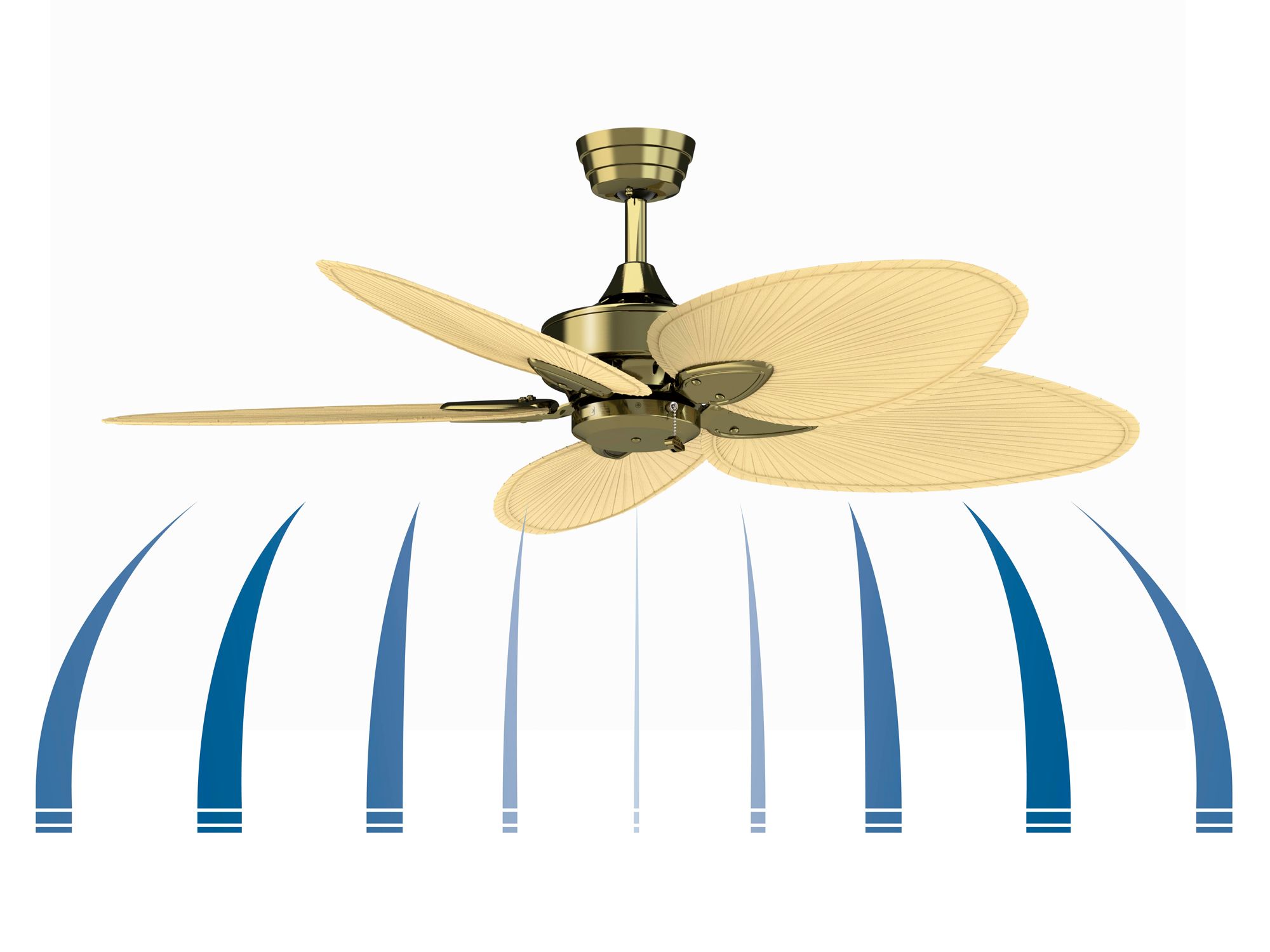 Image 4 Windpointe 52 in Indoor Fan - Antique Brass w/ Natural Narrow Oval blades more views
