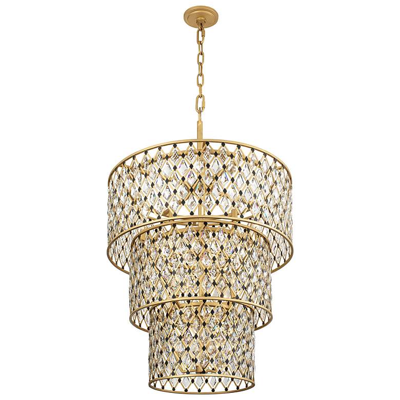 Image 1 Windsor 13-Lt 3-Tier Crystal Chandelier - French Gold & Matte Black