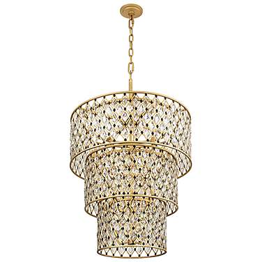 Windsor 13-Lt 3-Tier Crystal Chandelier - French Gold & Matte Black