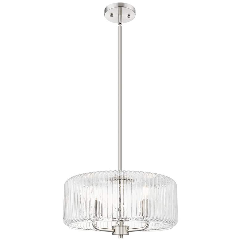Image 1 Windsor 16"W 3 Light Brushed Satin Nickel Stem Pendant With Clear Shade