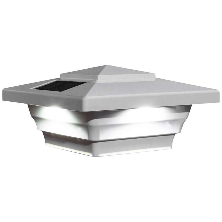 Image 1 Windsor 2 3/4" High White Outdoor Solar LED Post Cap
