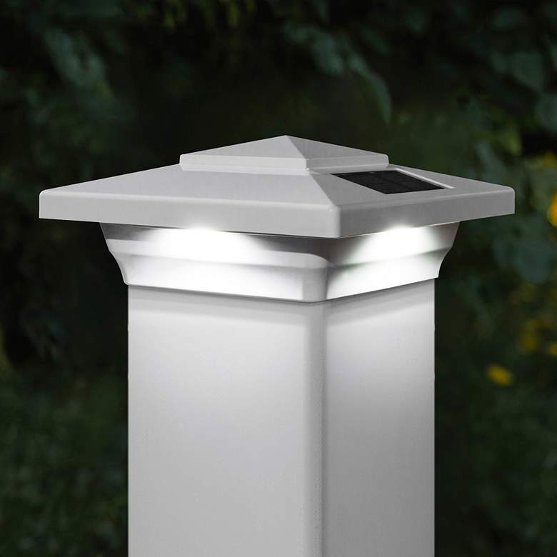 Image 2 Windsor 2 3/4 inch High White Outdoor Solar LED Post Cap more views