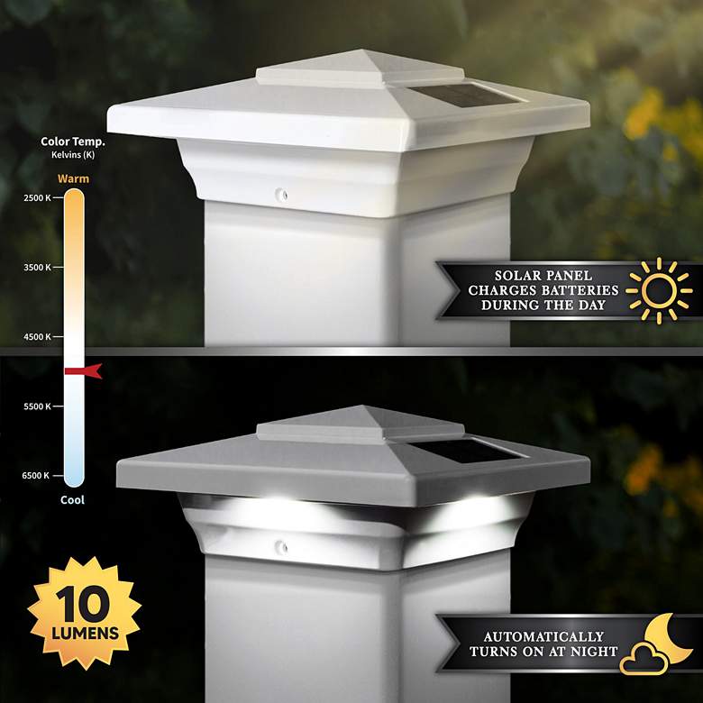 Image 4 Windsor 2 3/4 inch High White Outdoor Solar LED Post Cap more views