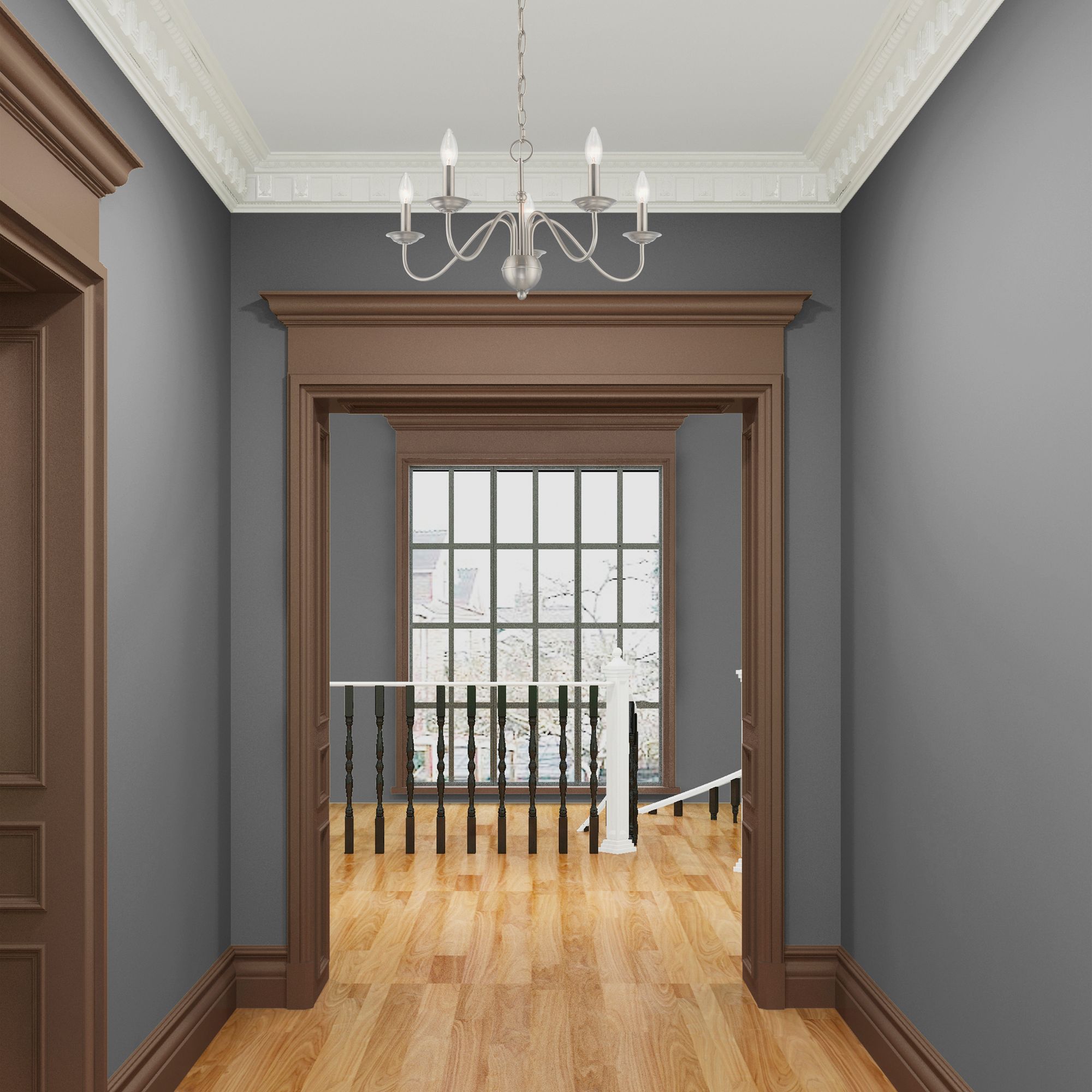 Windsor 24" Wide Brushed Nickel 5-Light Chandelier in scene