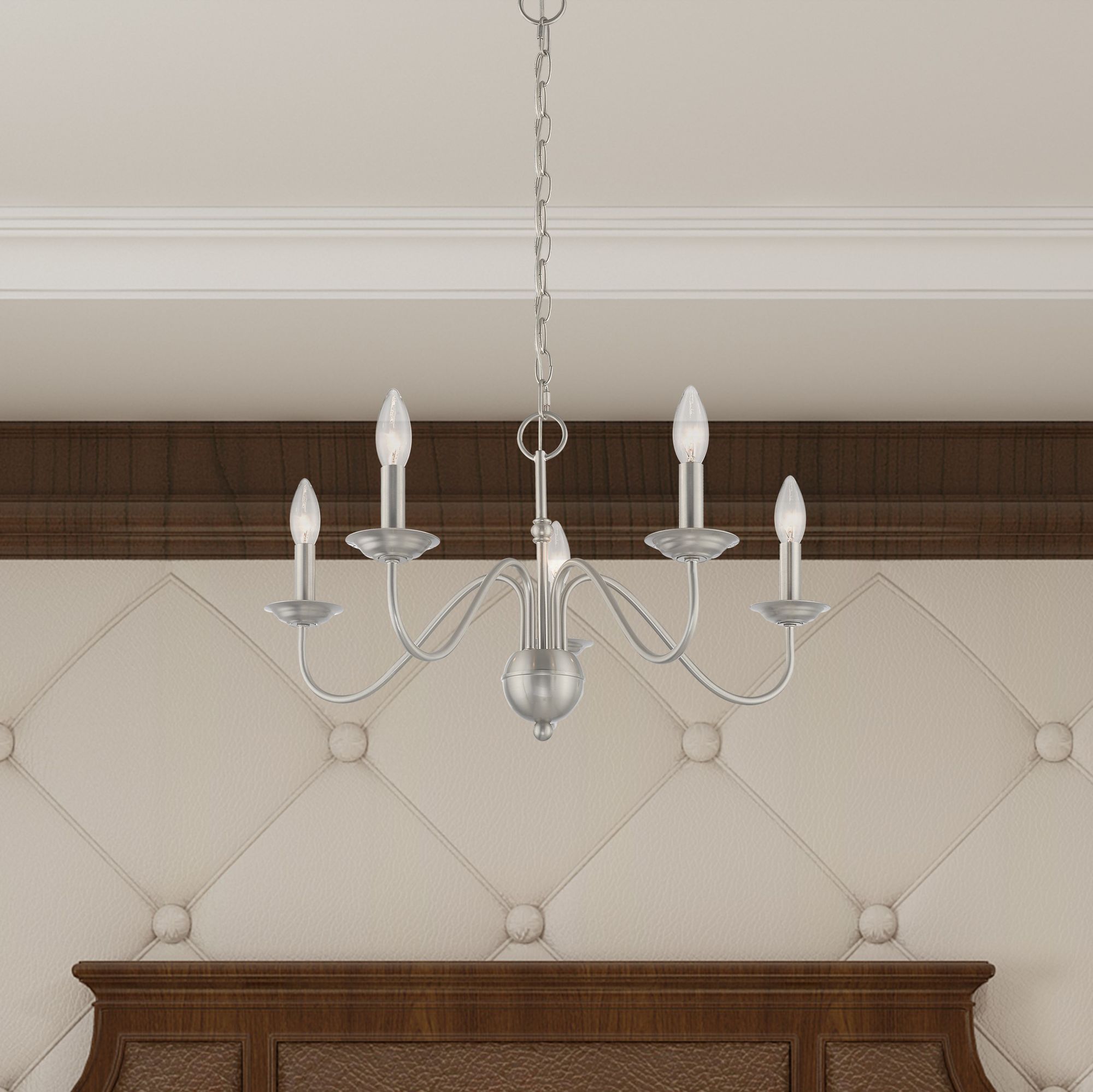 Windsor 24" Wide Brushed Nickel 5-Light Chandelier in scene