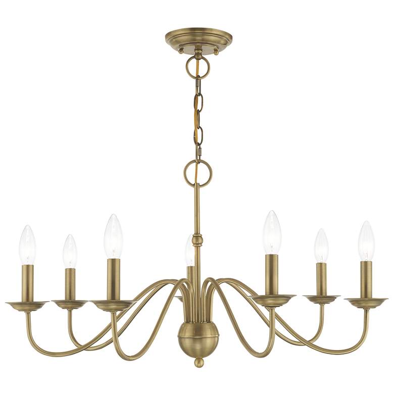 Image 1 Windsor 28" Wide Antique Brass 7-Light Chandelier