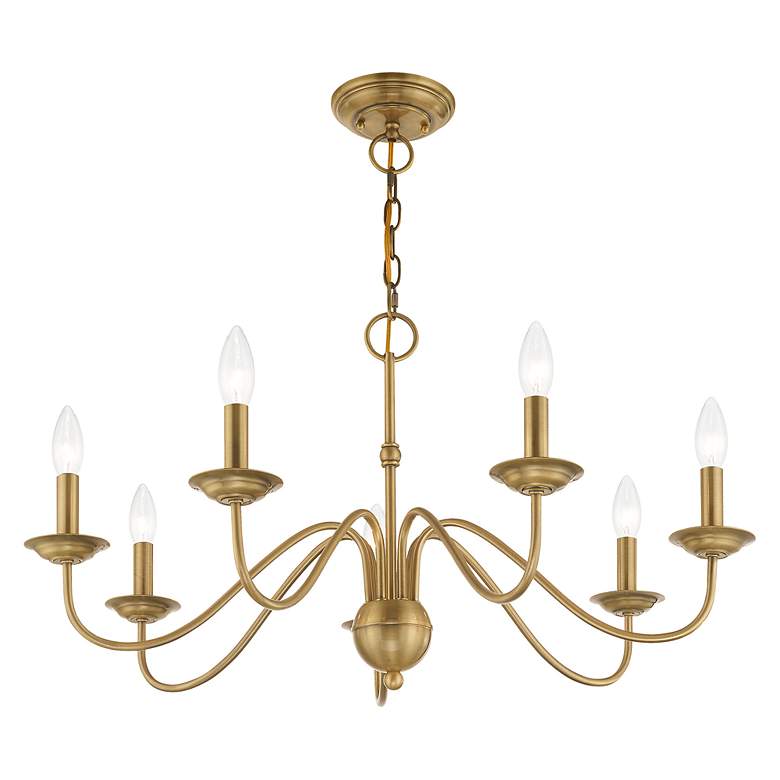 Image 6 Windsor 28" Wide Antique Brass 7-Light Chandelier more views