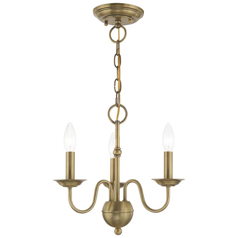 Image 1 Windsor 3 Light Antique Brass Mini Chandelier