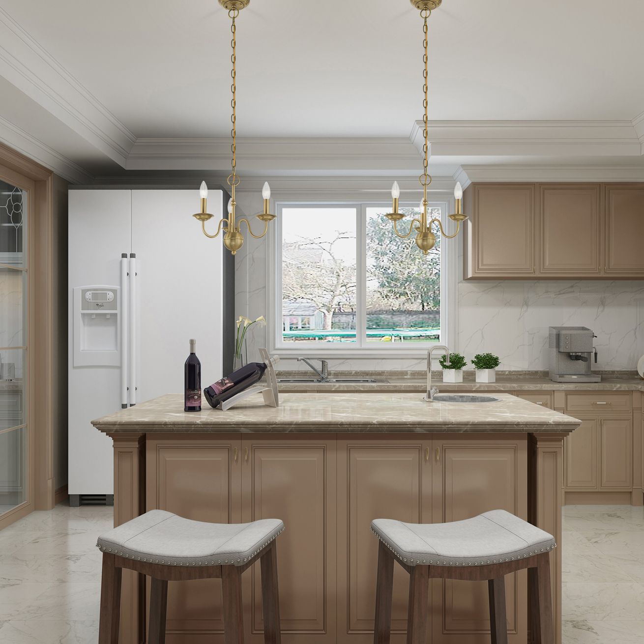 Windsor 3 Light Antique Brass Mini Chandelier