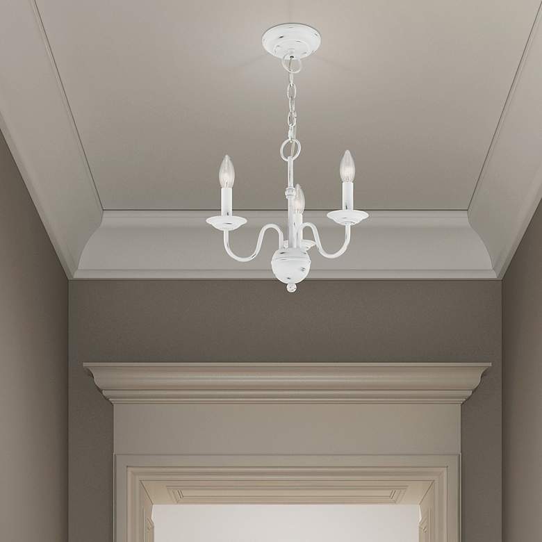 Image 1 Windsor 3 Light Antique White Mini Chandelier