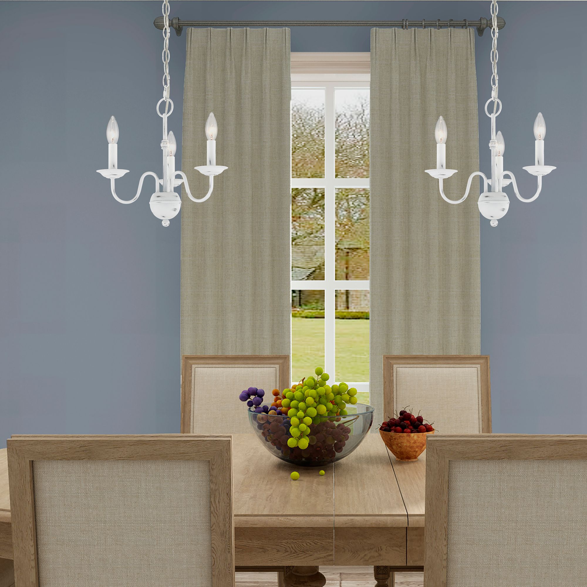 Windsor 3 Light Antique White Mini Chandelier