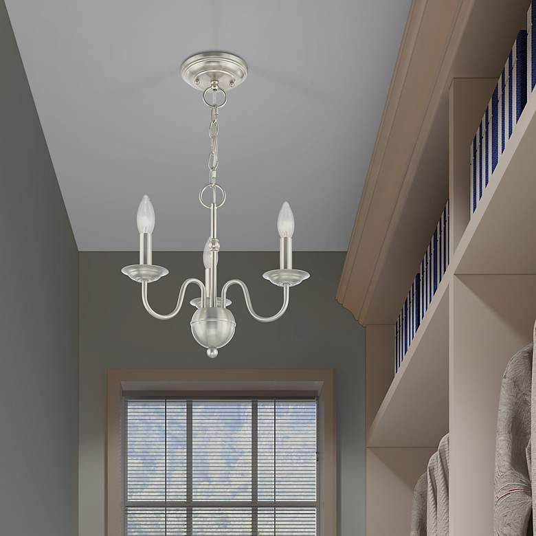 Image 1 Windsor 3 Light Brushed Nickel Mini Chandelier
