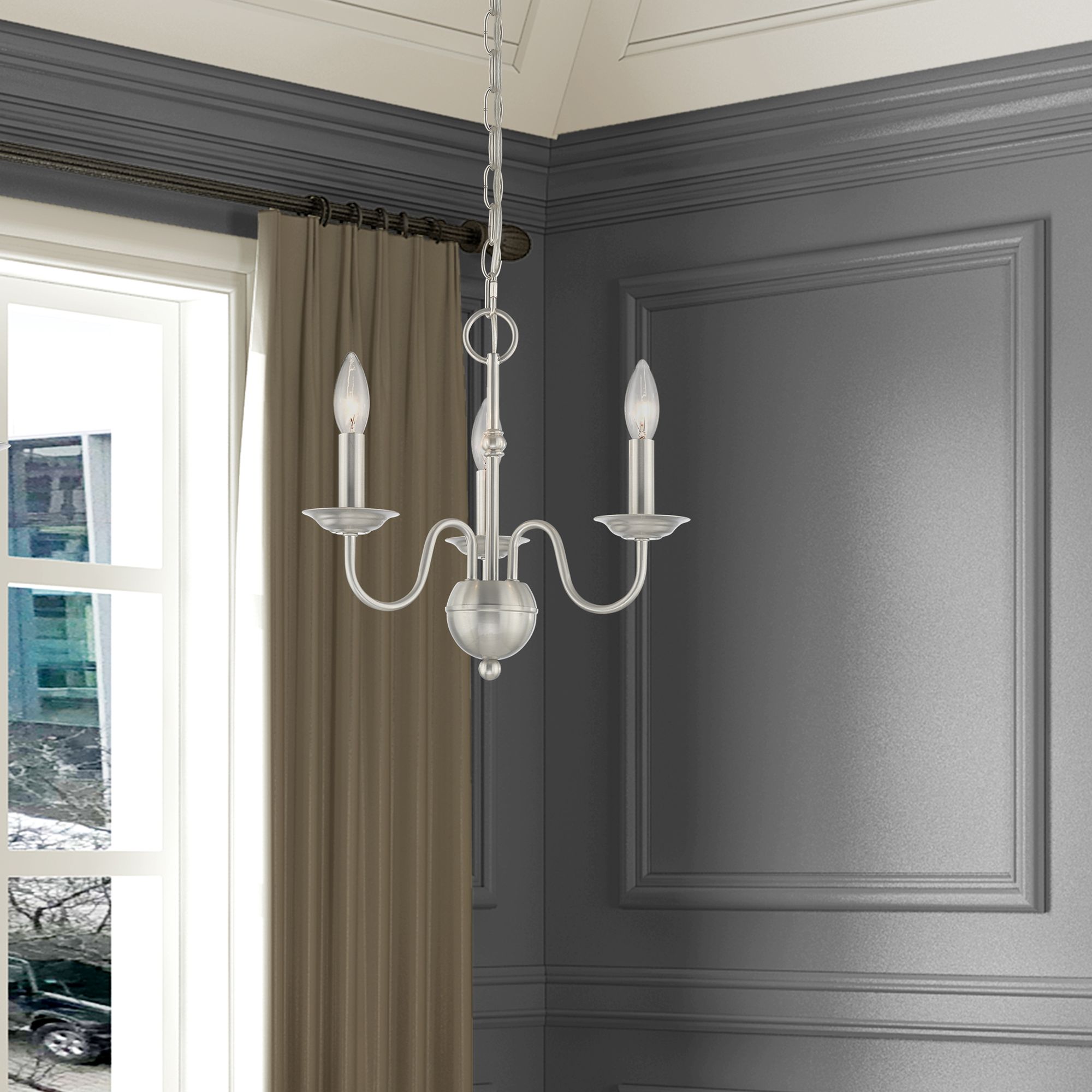 Windsor 3 Light Brushed Nickel Mini Chandelier