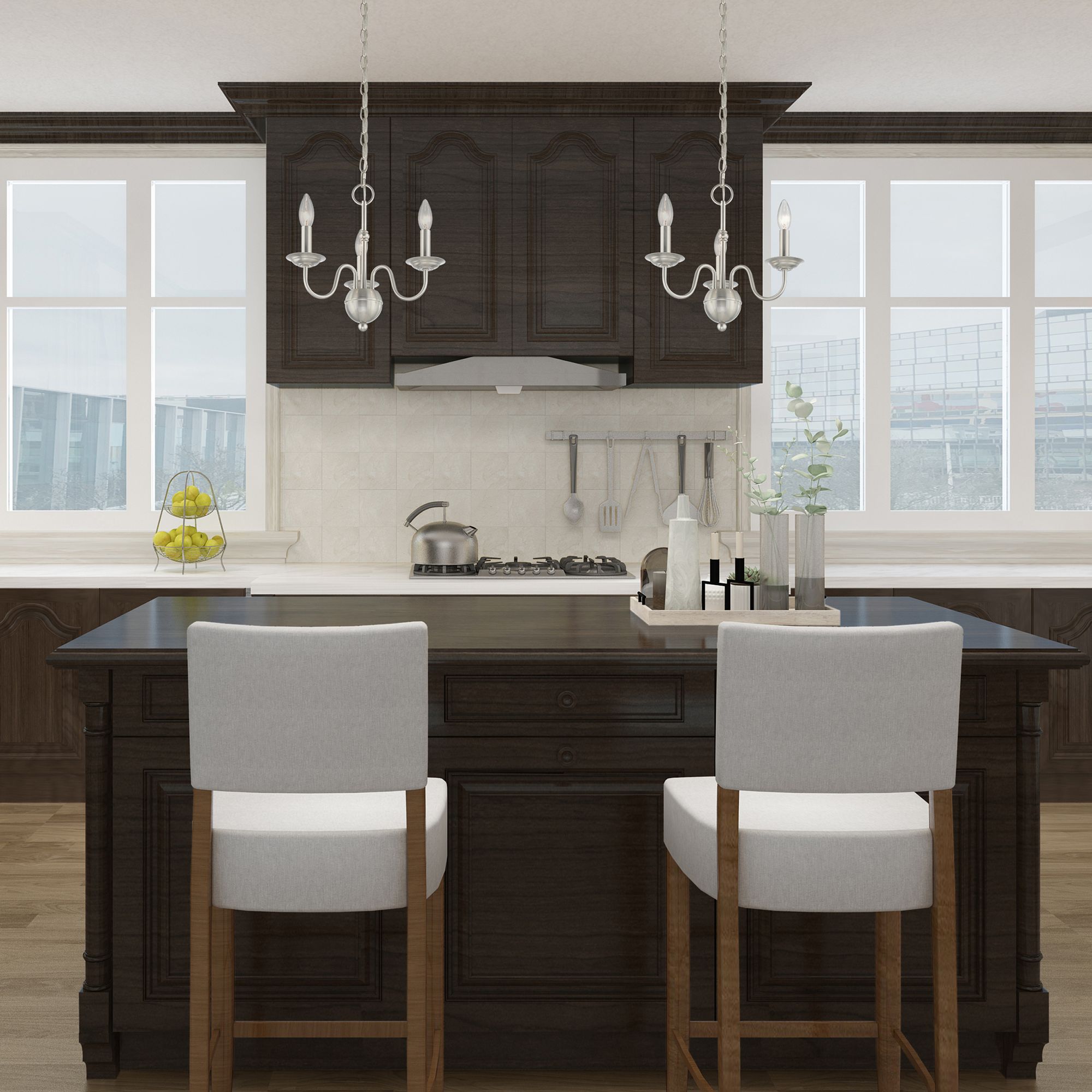 Windsor 3 Light Brushed Nickel Mini Chandelier