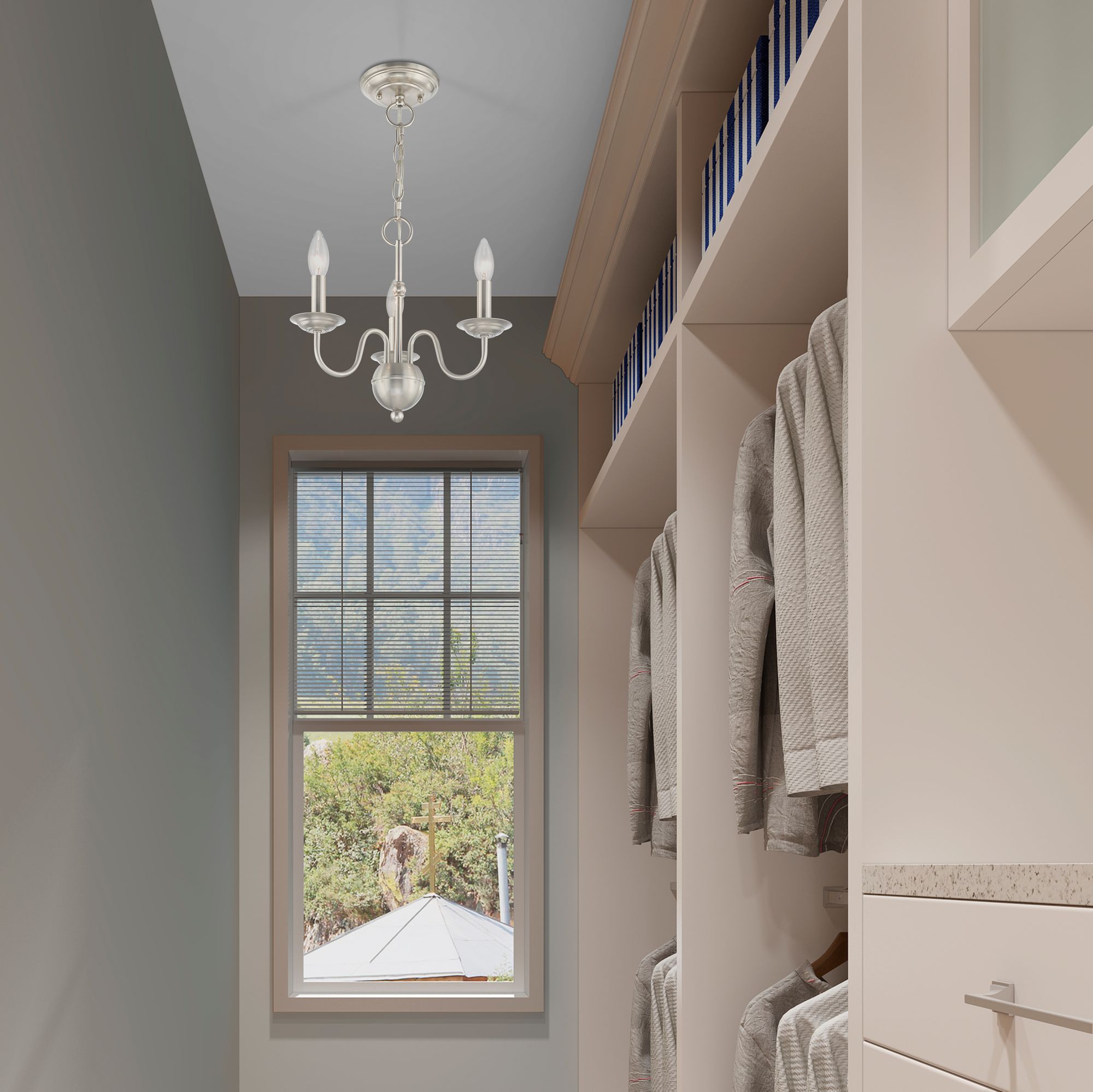 Windsor 3 Light Brushed Nickel Mini Chandelier