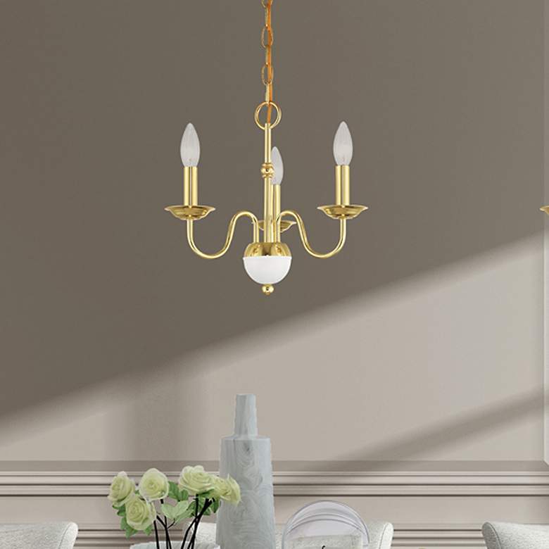 Image 1 Windsor 3 Light Polished Brass Mini Chandelier