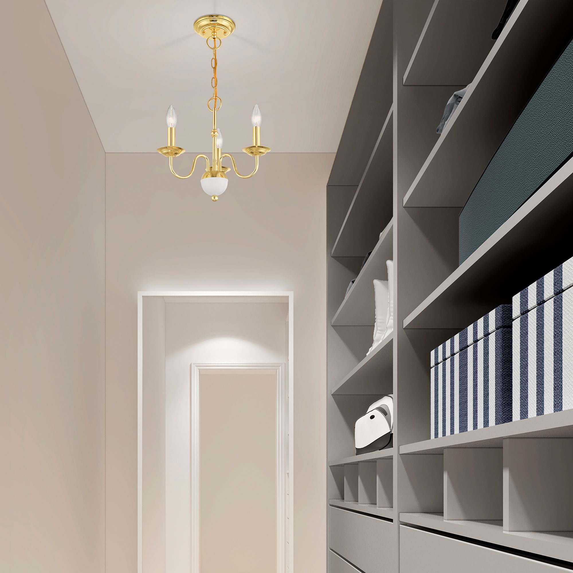 Windsor 3 Light Polished Brass Mini Chandelier