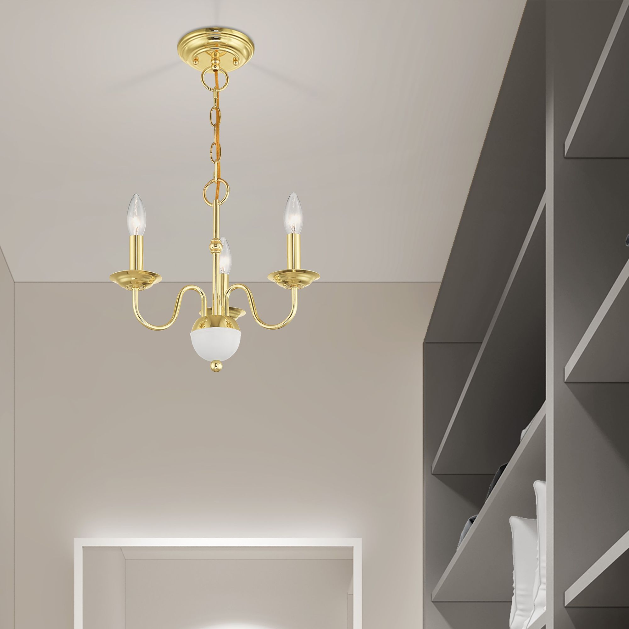 Windsor 3 Light Polished Brass Mini Chandelier