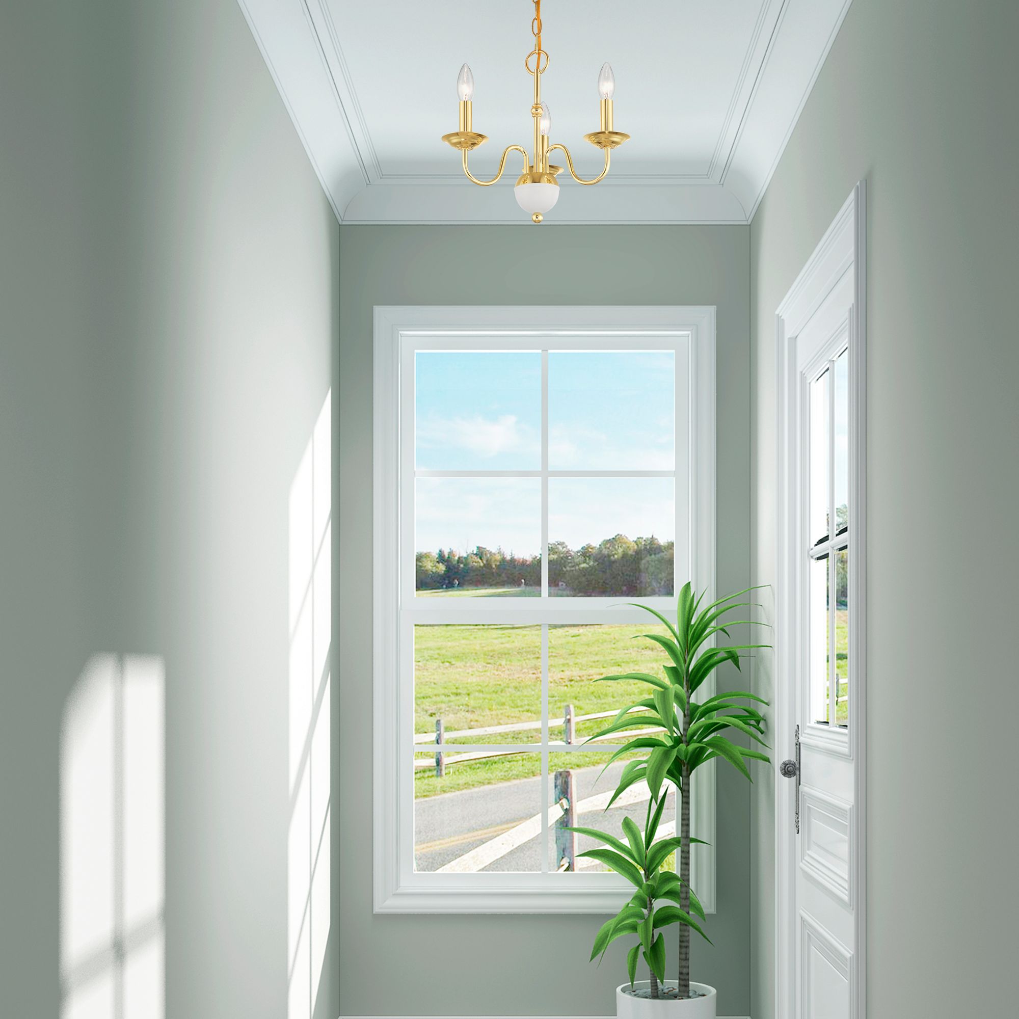 Windsor 3 Light Polished Brass Mini Chandelier