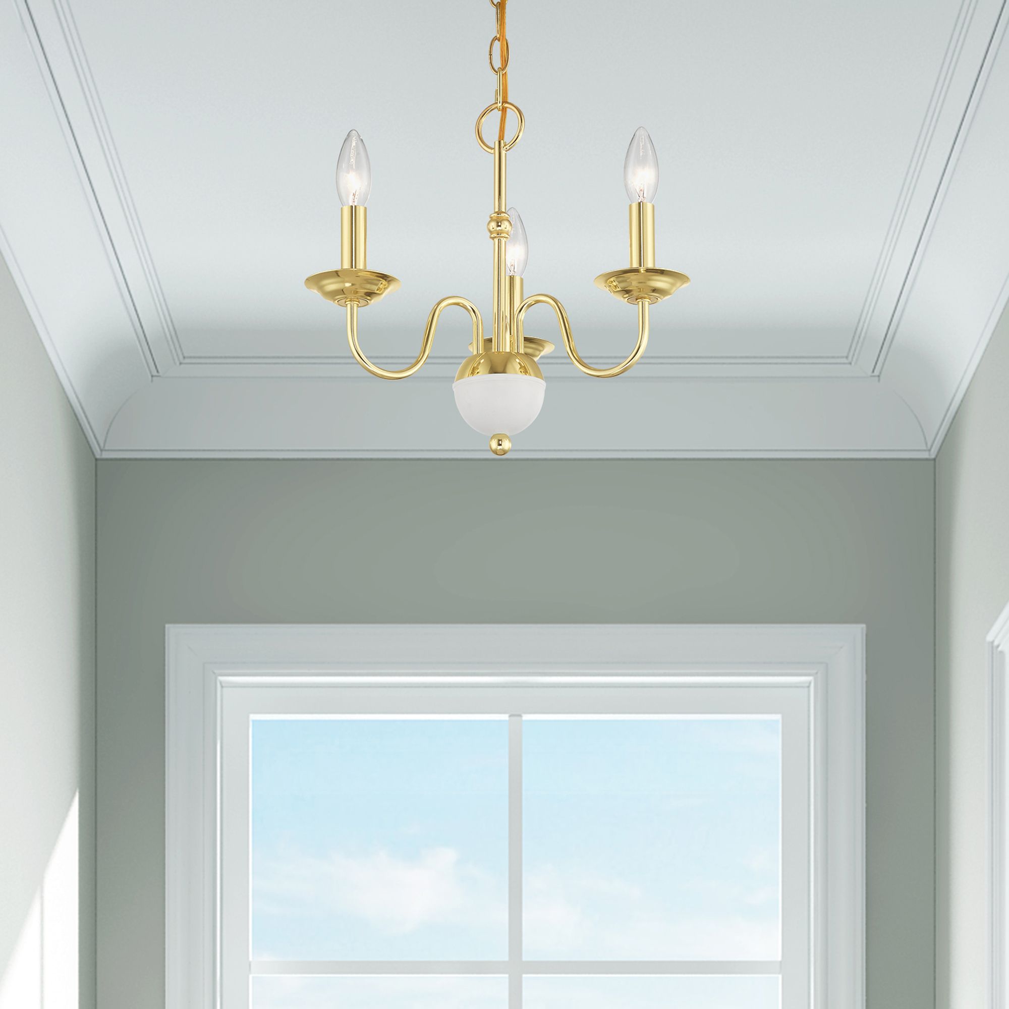 Windsor 3 Light Polished Brass Mini Chandelier
