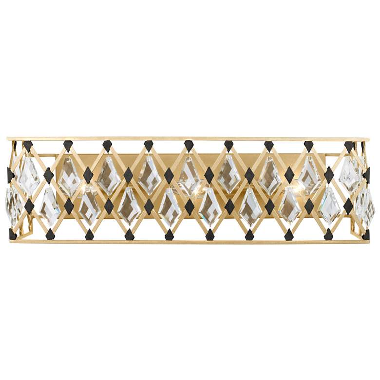 Image 1 Windsor 3-Lt Crystal Bath Light - French Gold &#38; Matte Black