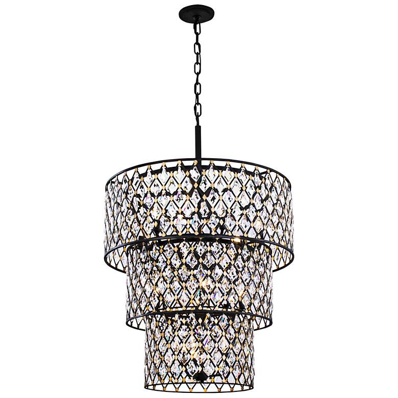 Image 1 Windsor 31 3/4 inchW Carbon Crystal 13-Light 3-Tier Chandelier