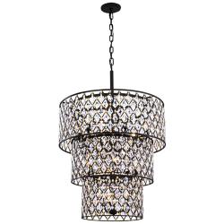 Windsor 31 3/4"W Carbon Crystal 13-Light 3-Tier Chandelier