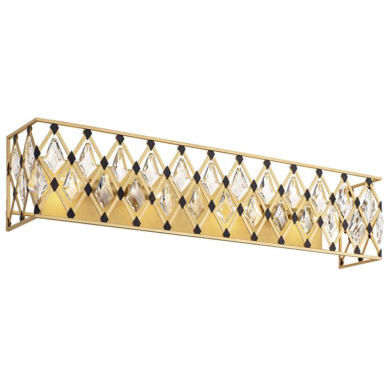 Image 1 Windsor 4-Lt Crystal Bath Light - French Gold & Matte Black