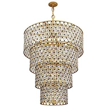 Windsor 40" Wide French Gold Matte Black 4-Tier Chandelier