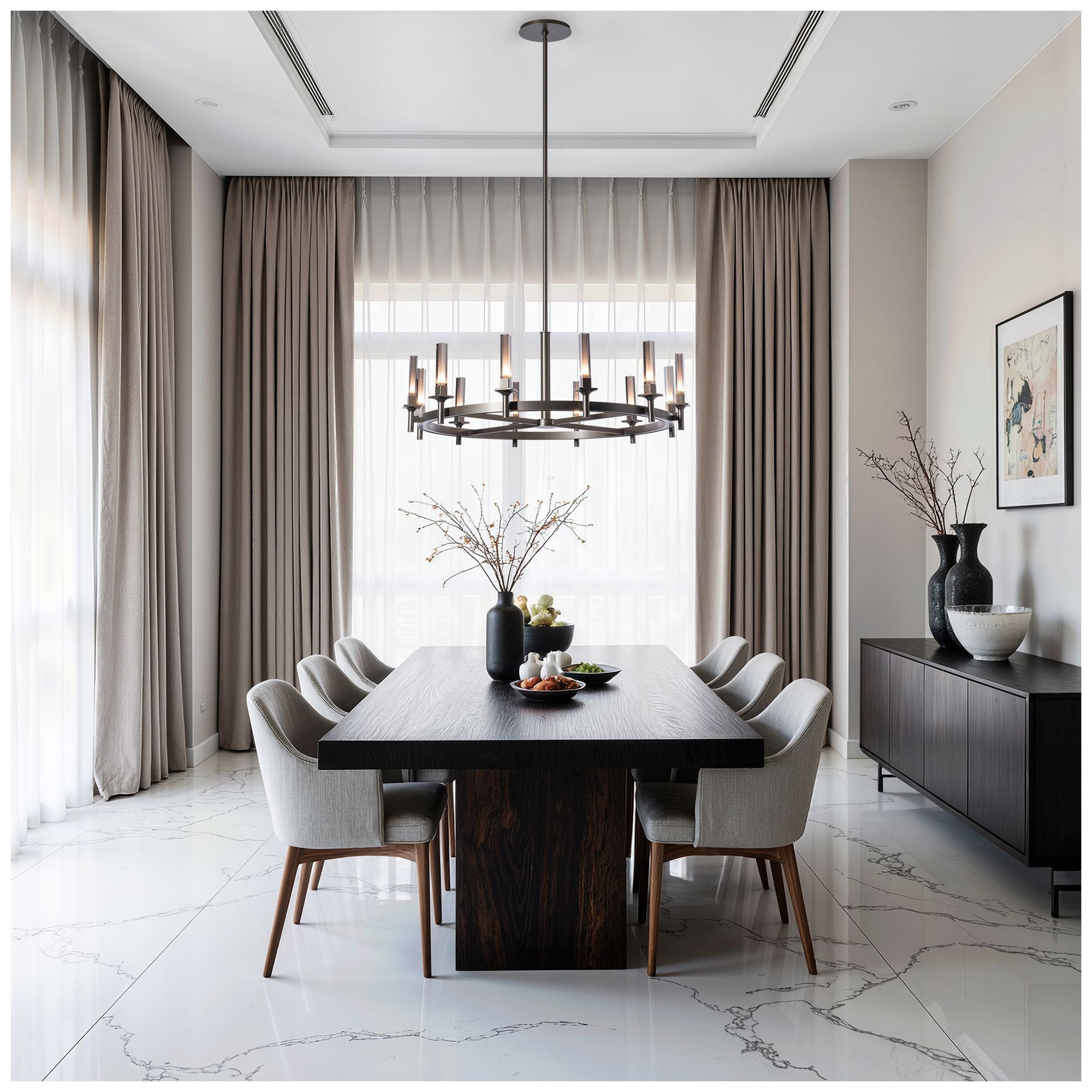 Image 5 Windsor 43"W 12-Light Dark Smoke Chandelier - Frosted Glass more views