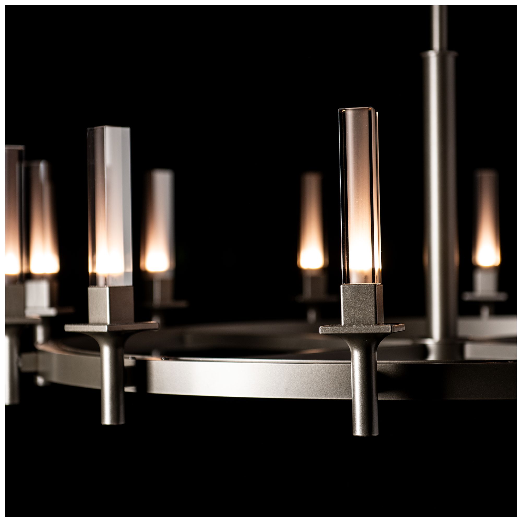 Windsor 43"W 12-Light Dark Smoke Chandelier - Frosted Glass
