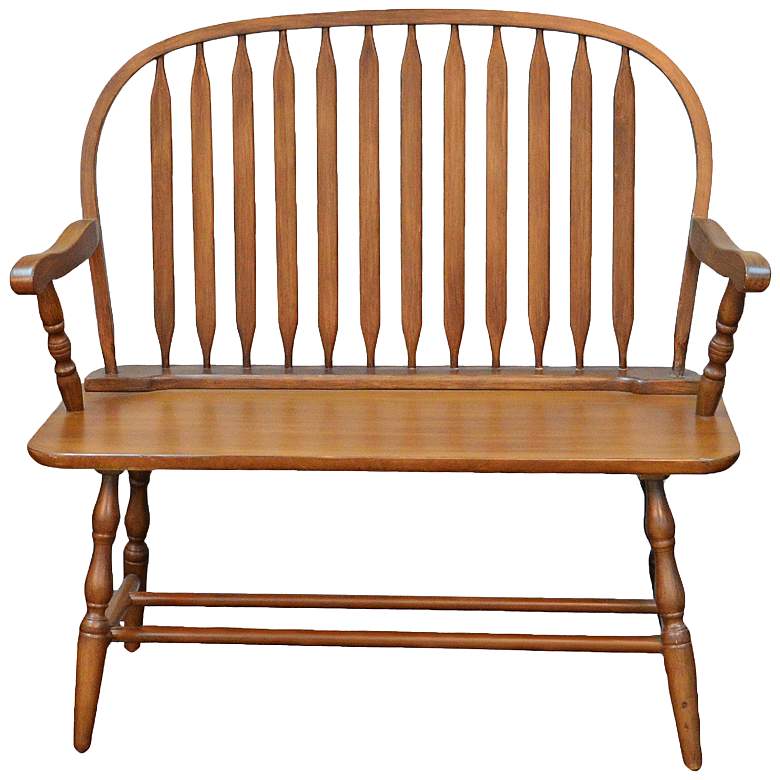 Image 1 Windsor 44" Wide American Oak Wood Windsor Bench