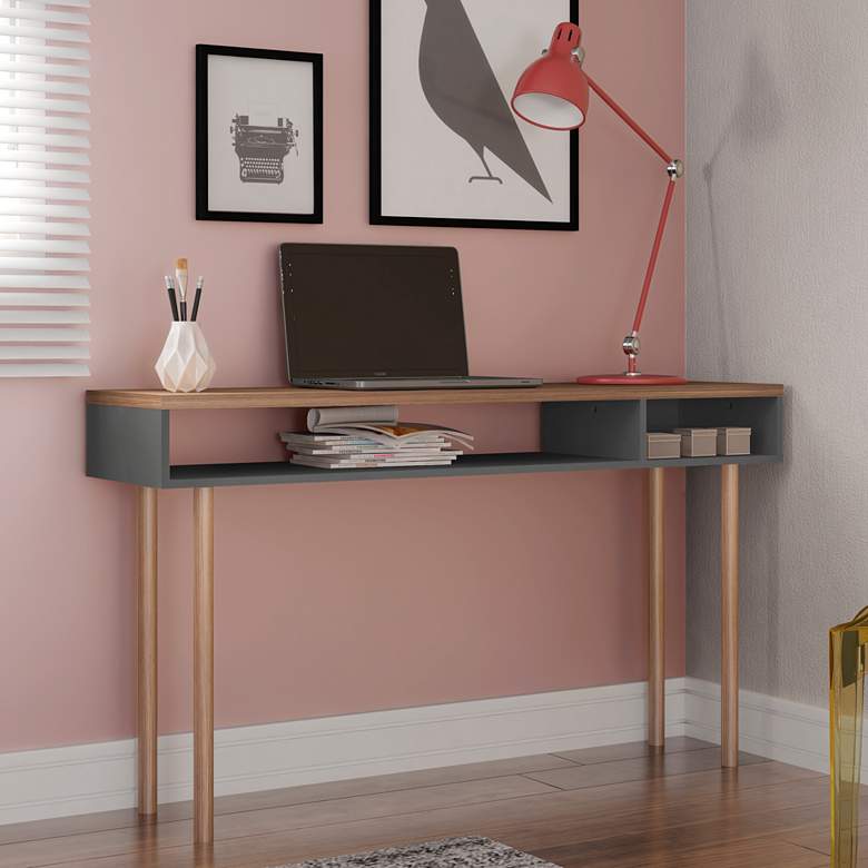 Image 1 Windsor 47 1/4" Wide Gray and Natural 2-Shelf Console Table