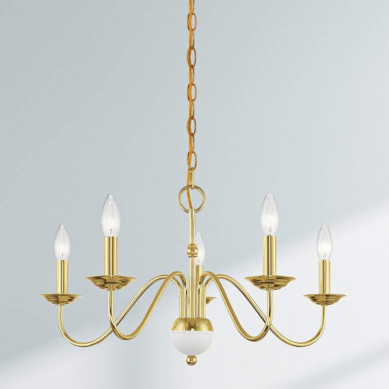 Image 2 Windsor 5 Light Polished Brass Chandelier