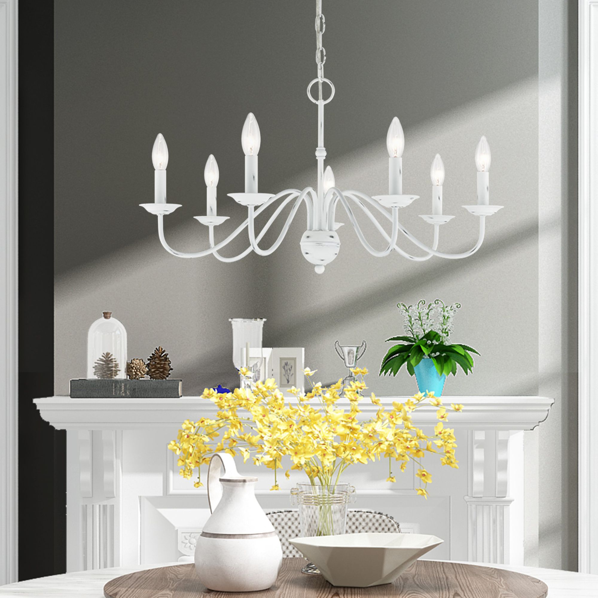 Windsor 7 Light Antique White Chandelier