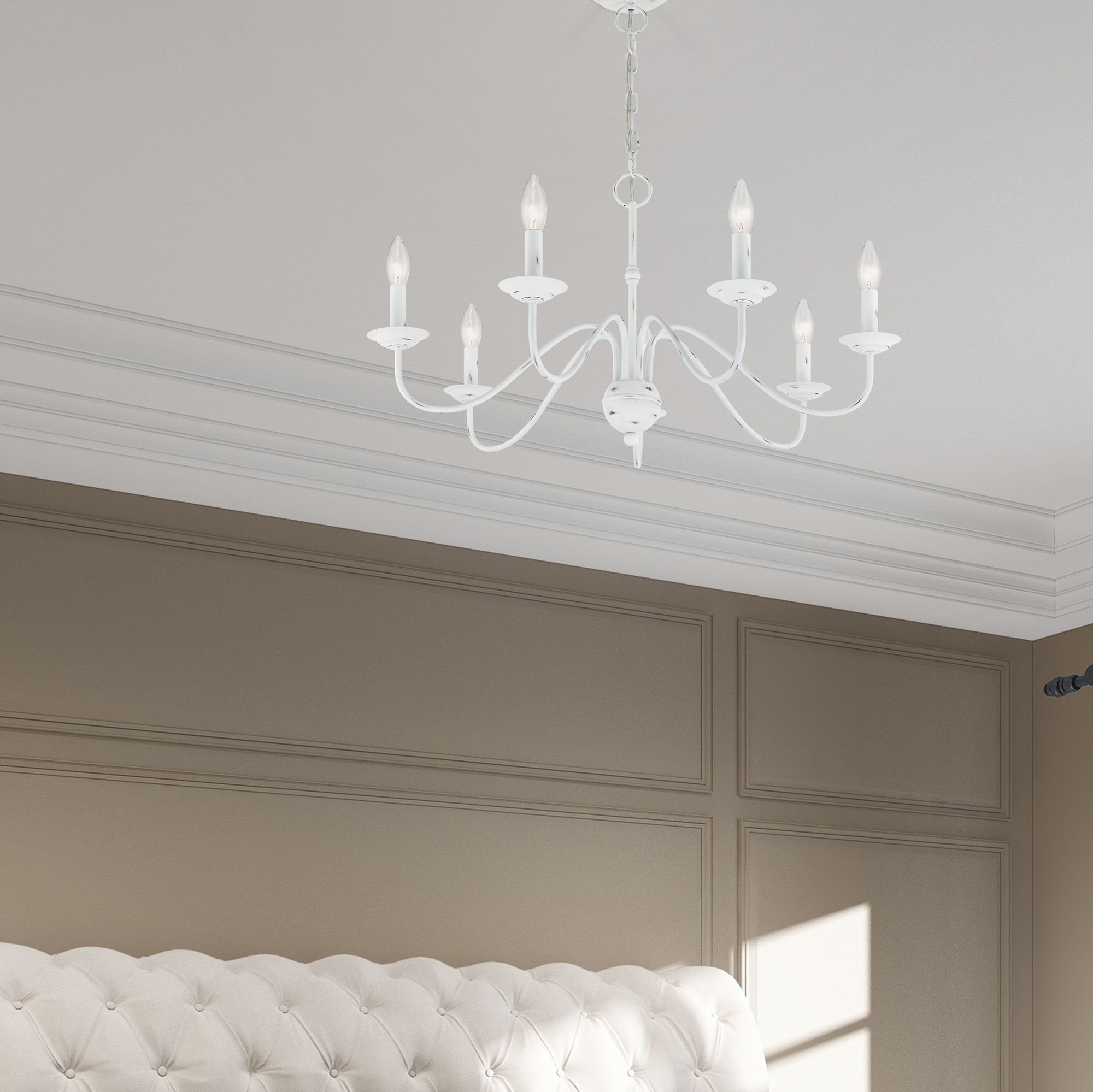 Windsor 7 Light Antique White Chandelier