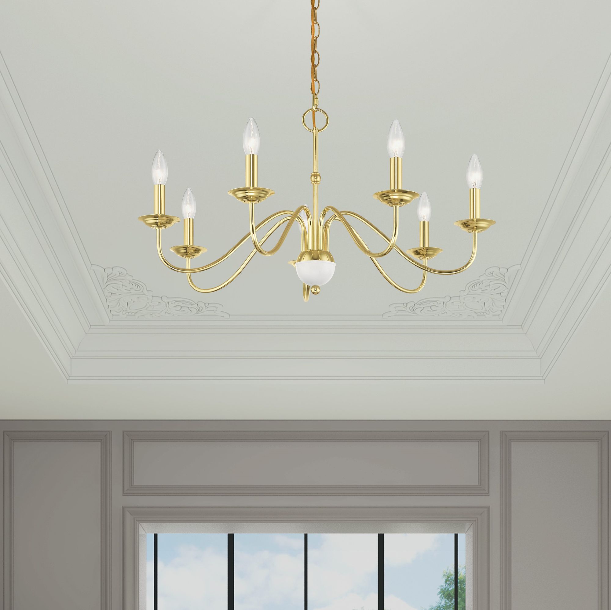 Windsor 7 Light Polished Brass Chandelier