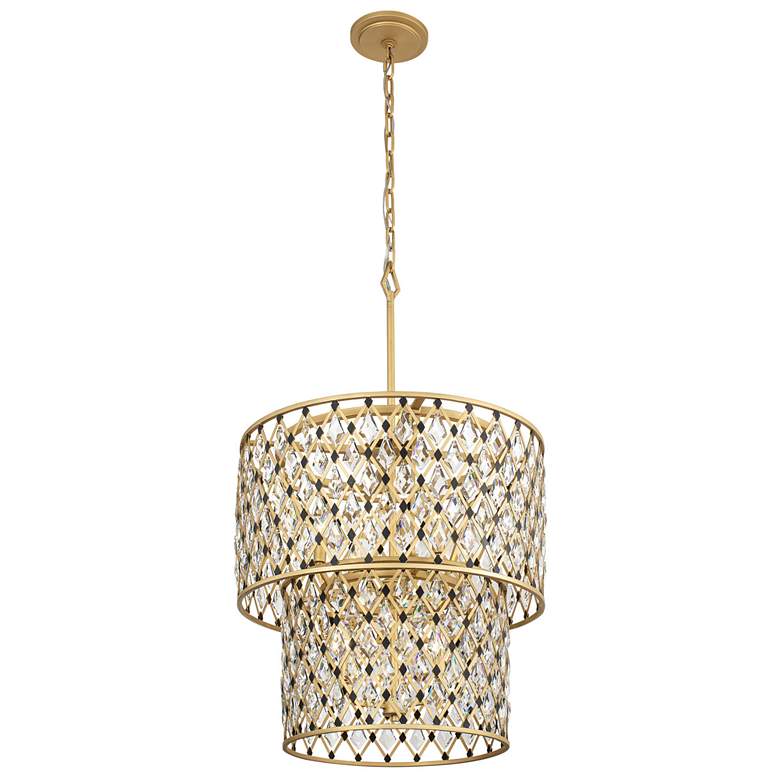 Image 1 Windsor 7-Lt 2-Tier Crystal Chandelier - French Gold & Matte Black