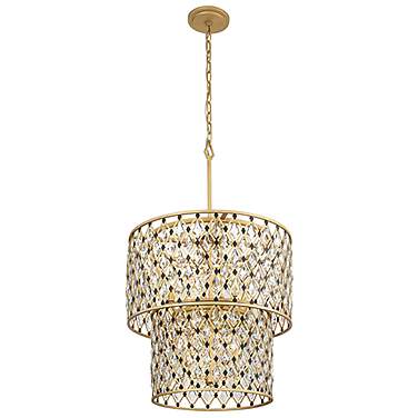 Windsor 7-Lt 2-Tier Crystal Chandelier - French Gold & Matte Black