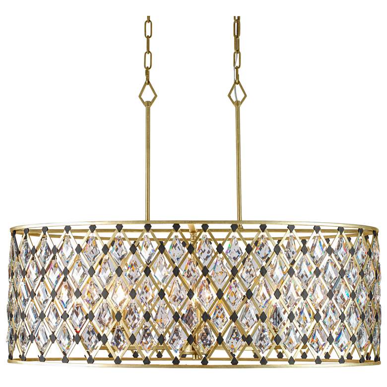 Image 1 Windsor 8-Lt Oval Crystal Linear Pendant - French Gold &#38; Matte Black