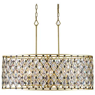Windsor 8-Lt Oval Crystal Linear Pendant - French Gold & Matte Black