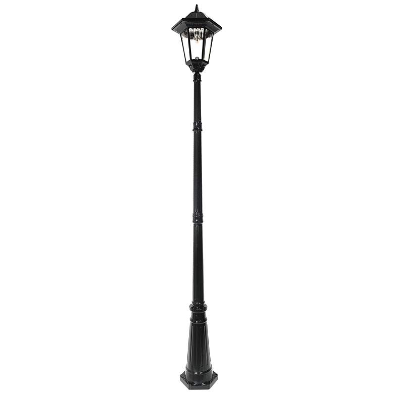 Image 1 Windsor 96" High Black Solar LED Outdoor Post Light w/ Base