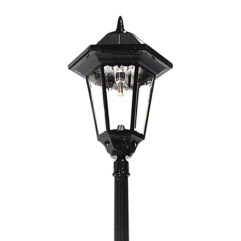Image 2 Windsor 96" High Black Solar LED Outdoor Post Light w/ Base more views
