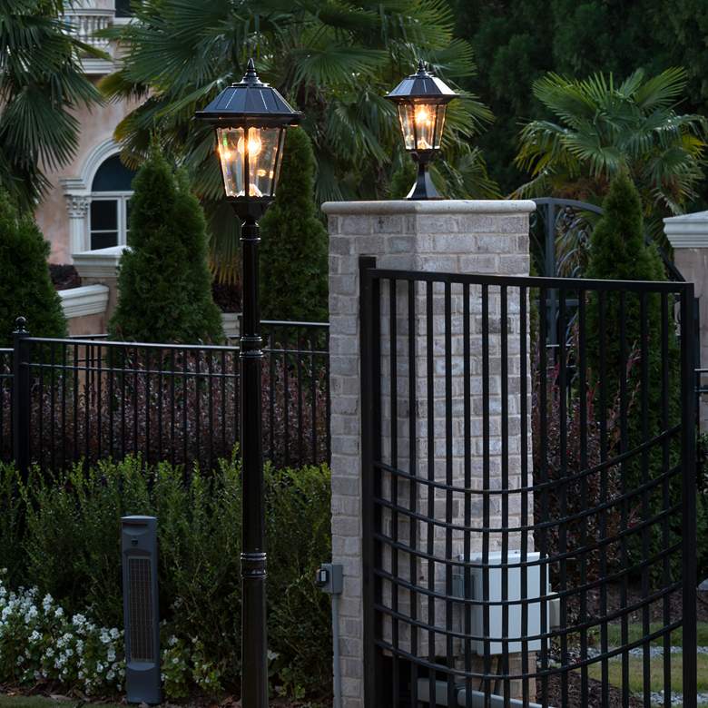 Image 5 Windsor 96" High Black Solar LED Outdoor Post Light w/ Base more views