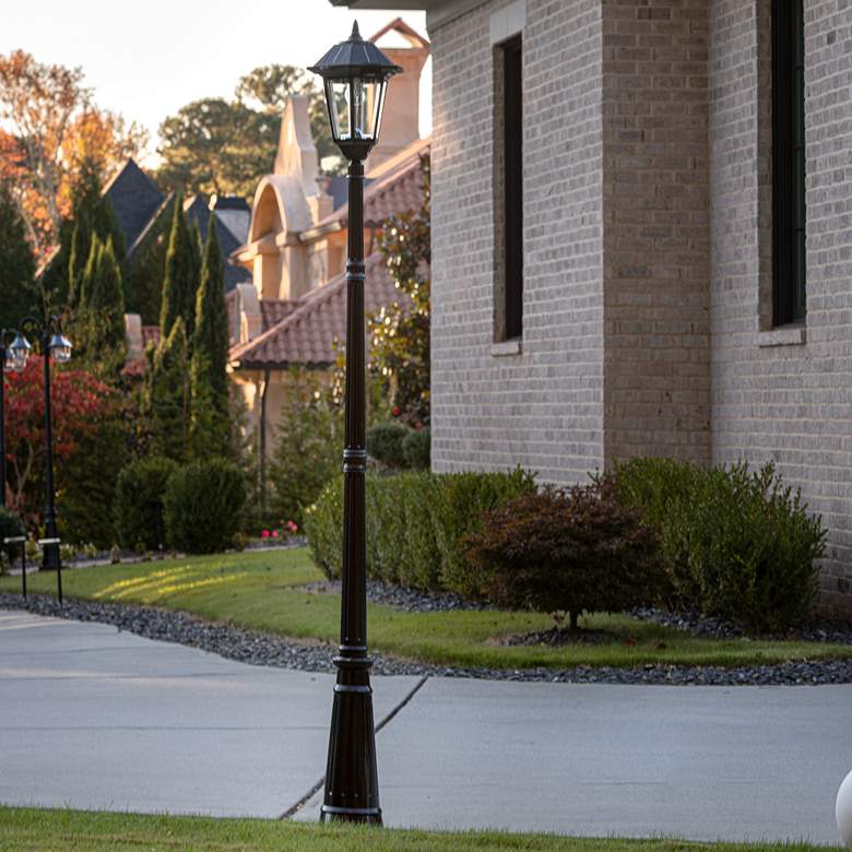 Image 6 Windsor 96" High Black Solar LED Outdoor Post Light w/ Base more views