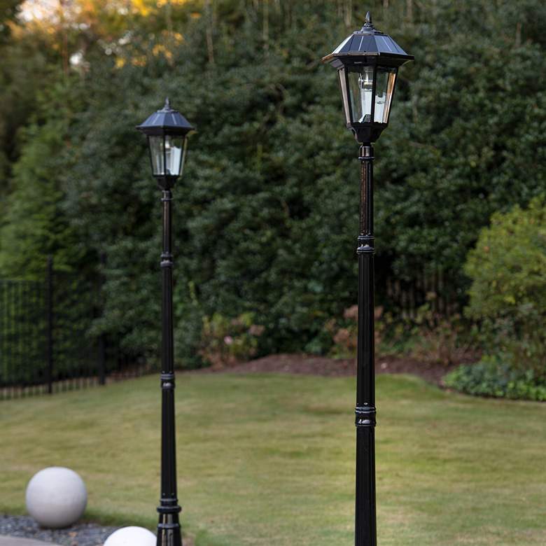 Image 7 Windsor 96" High Black Solar LED Outdoor Post Light w/ Base more views